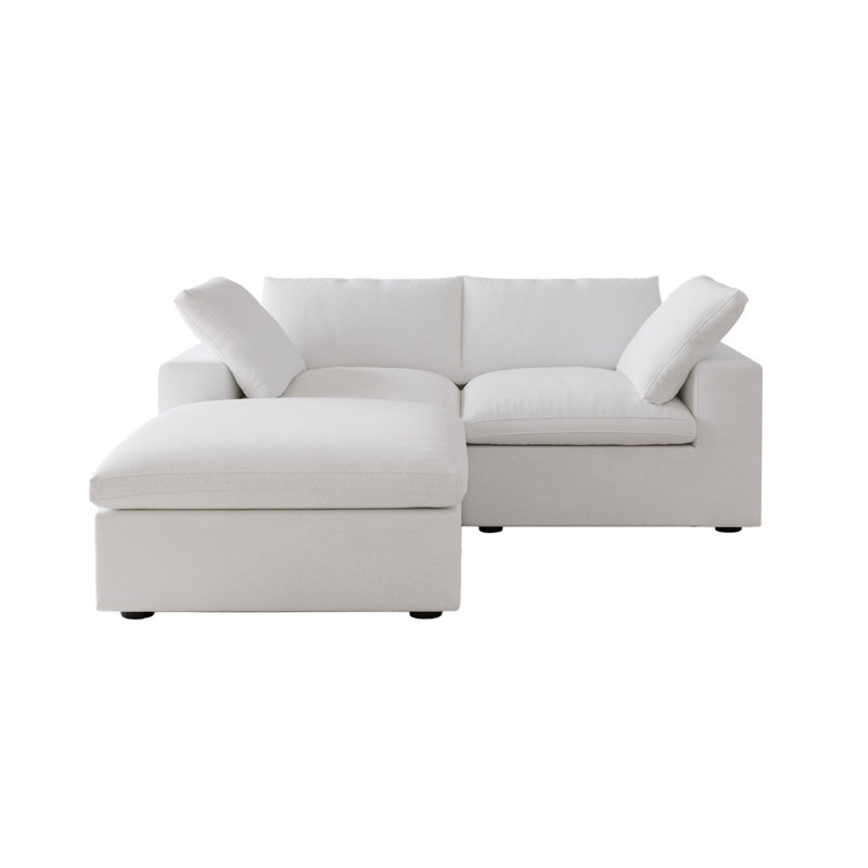 Canapé 80 po avec repose-pieds Kenda, Blanc