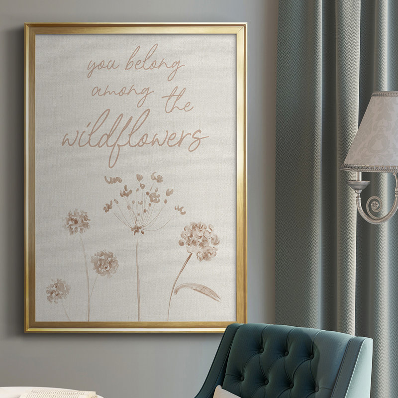 Toile encadrée de qualité supérieure Wildflowers - prête à être accrochée, H 36,5 po x l 26,5 po, Or