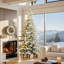 Sapin de Noël élégant enneigé avec lumières-648887275