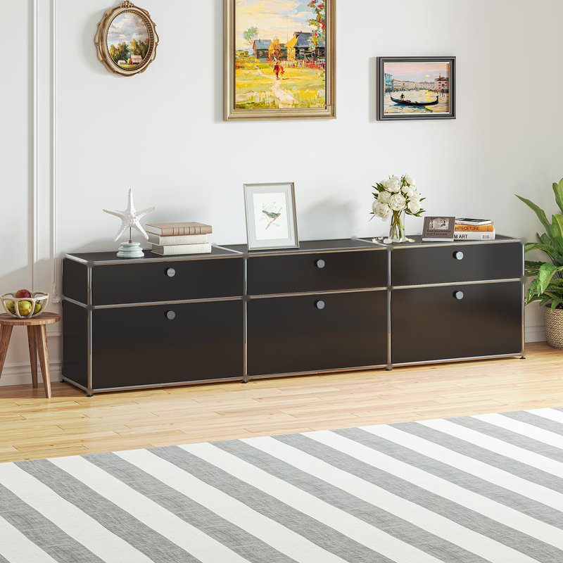 Rangement avec table de chevet et tiroir, Noir