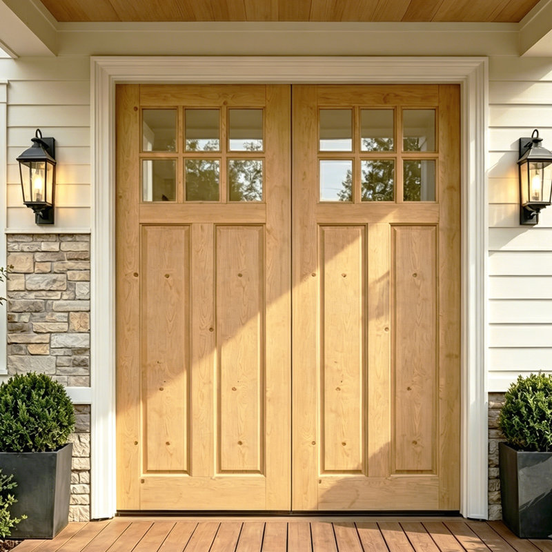 Porte d'entrée double 6 portes en verre massif avec cadre Prehung, 64"X80"
