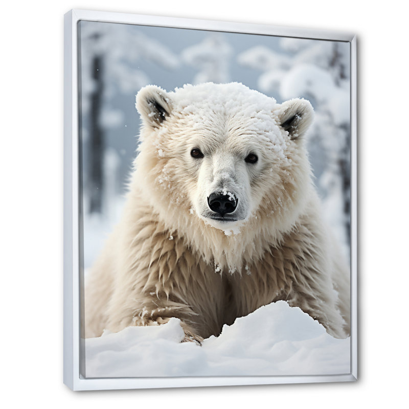 Beckah Alaska, rencontre polaire sur toile, H 20 po x l 12 po x P 1 po, Cadre flottant blanc