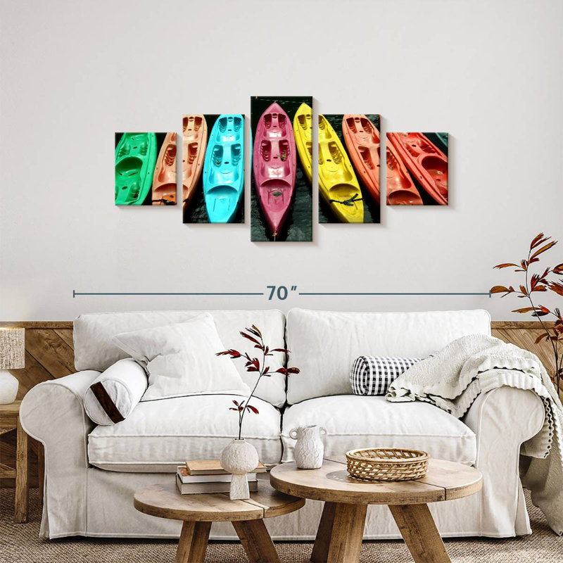 Kayaks en couleurs, H 24 po x l 55 po