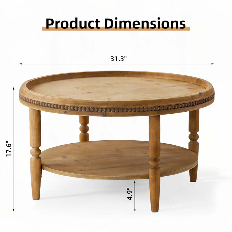 Table basse ronde à 2 niveaux avec rangement