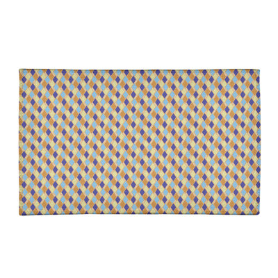Tapis jaune/mauve rétro diamants