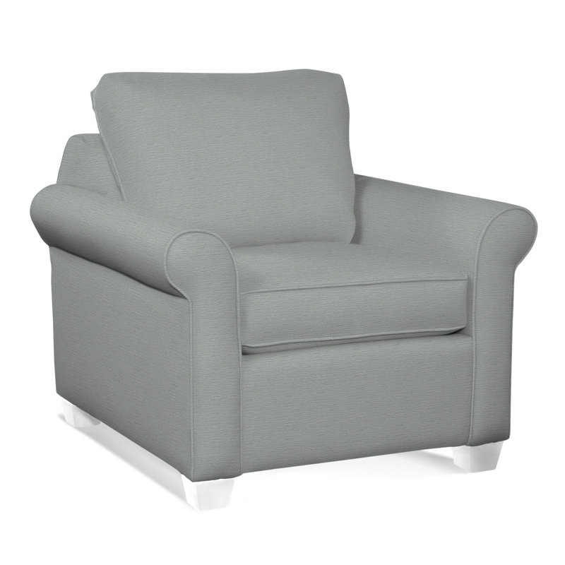 Park Lane Upholstered Armchair, Frost White Finish, Blue Geometric; 0425-63