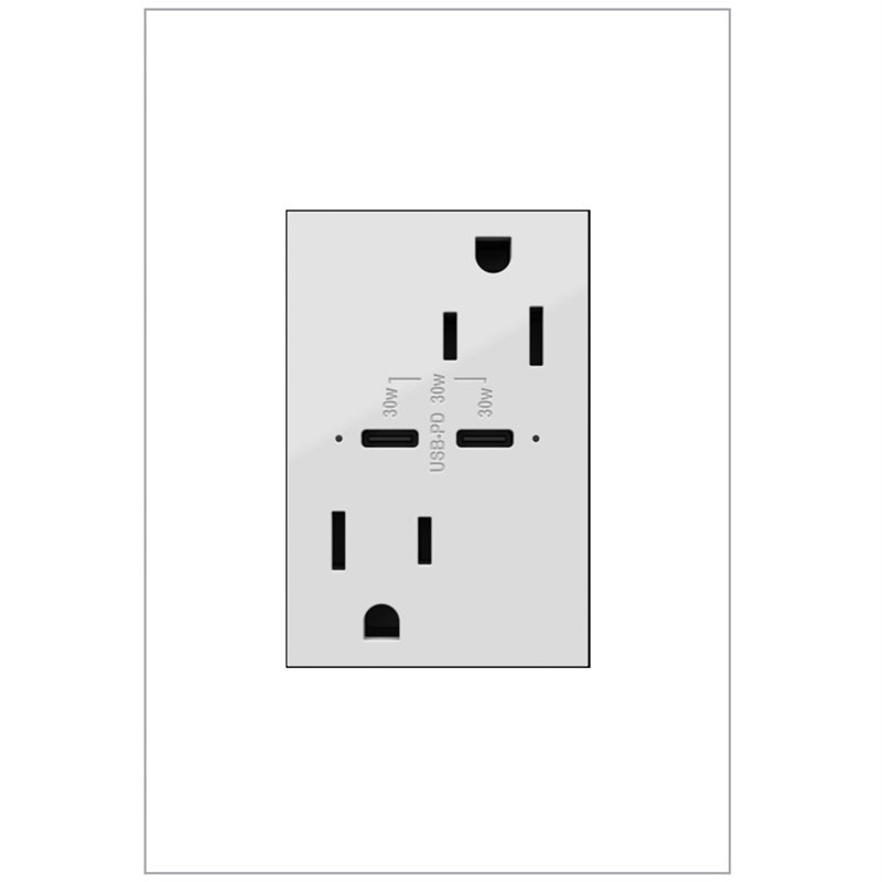 Prise de courant USB de type C / C 15 ampères Adore, Blanc