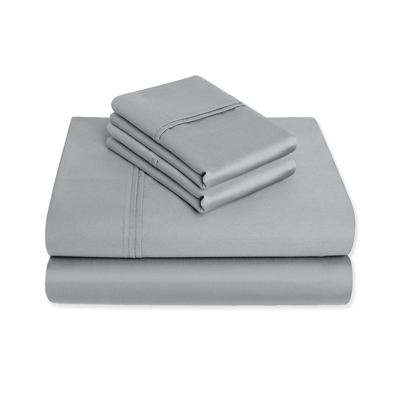 Kal 100% Cotton Sheet Set, Gray, Queen