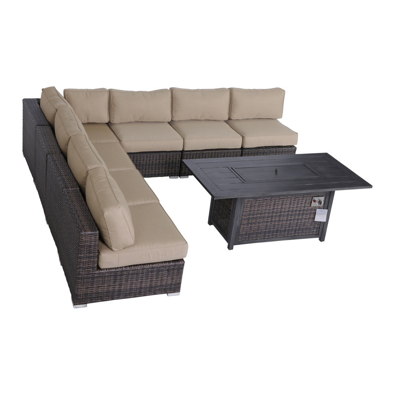 Ensemble de conversation modulaire 8 pièces avec coussins Sunbrella entièrement assemblés