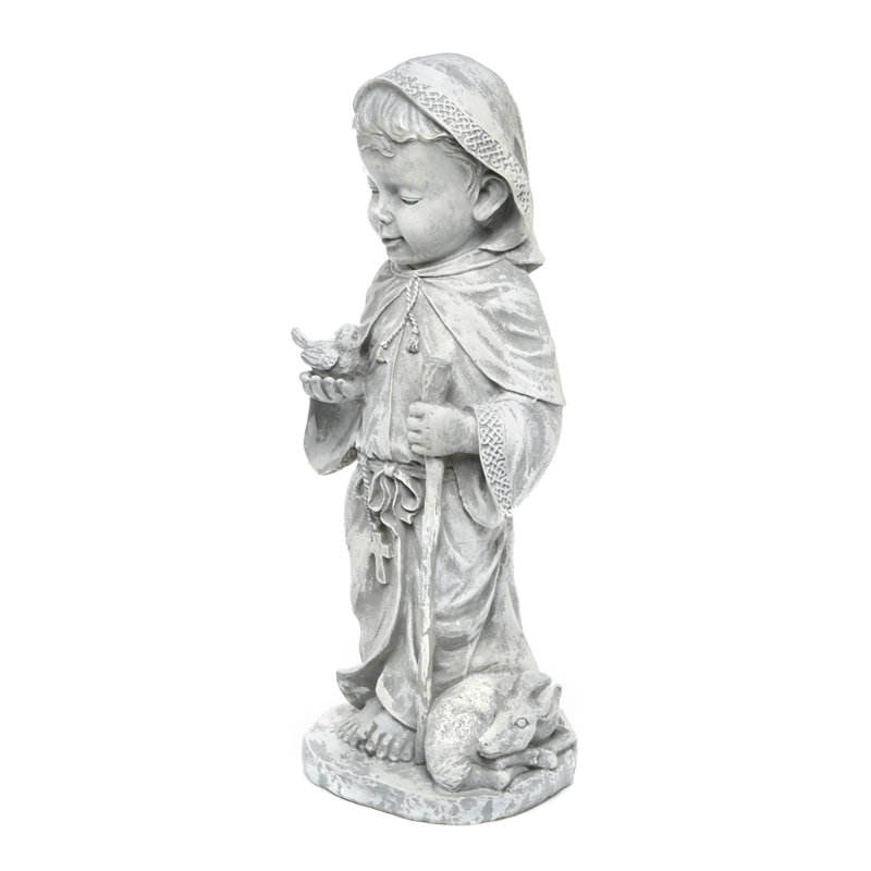 Large Gray Resin Baby Saint Francis Garden Statue