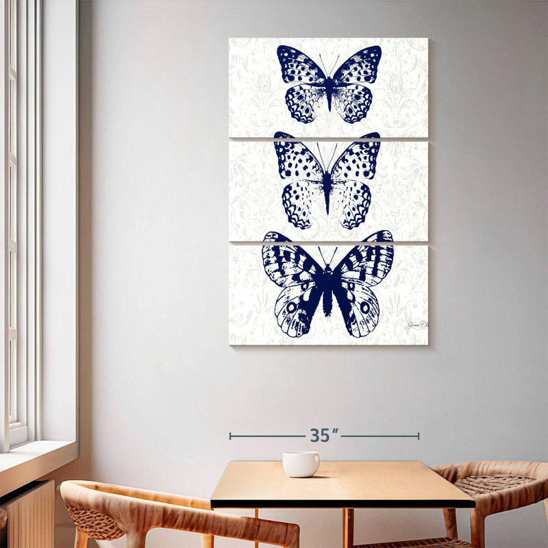 Brampt Indigo Butterfly Study, 65'' H x 42'' W
