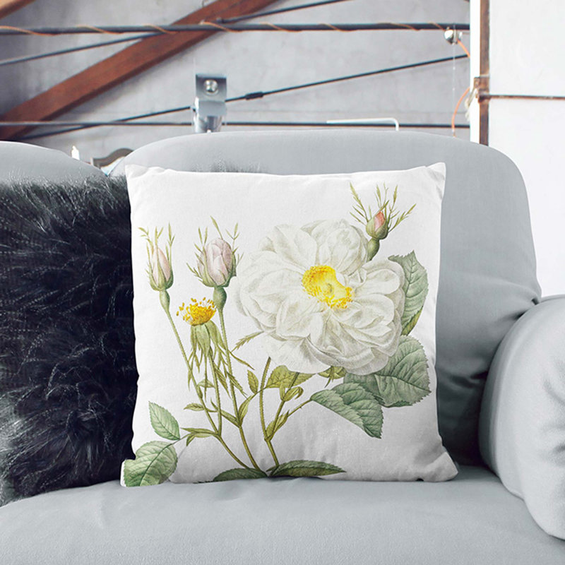 Floral Square Throw Cushion, Black, 40cm H x 40cm W x 15cm D