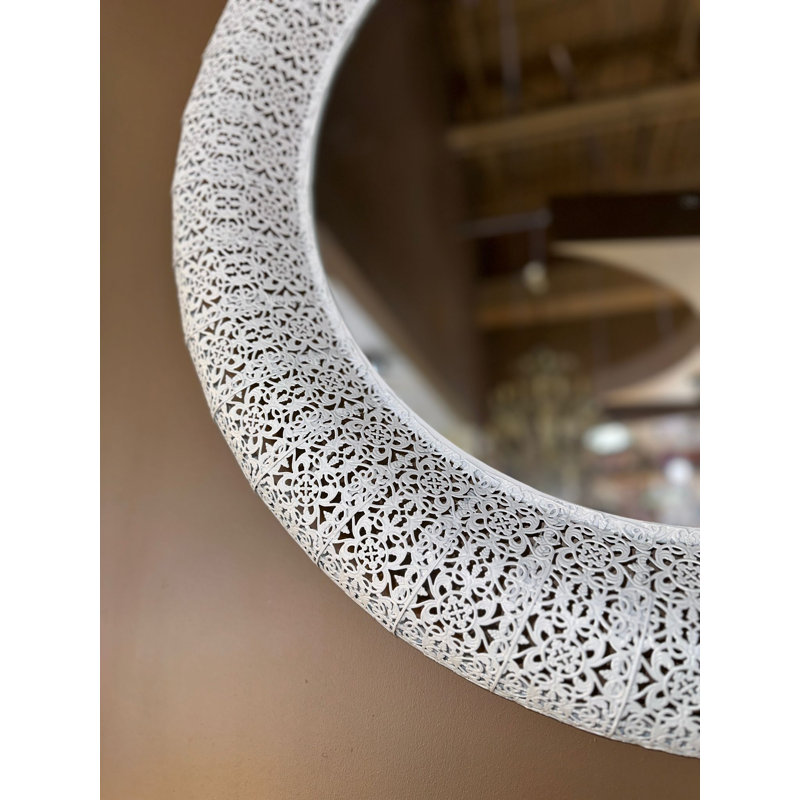 Miroir d'appoint Jamaur, 31,5 po x 31,5 po, Blanc