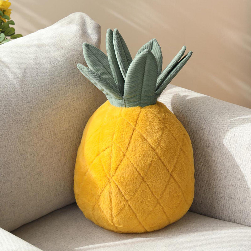 Yellow Pineapple Shaped Faux Fur Throw Pillow
