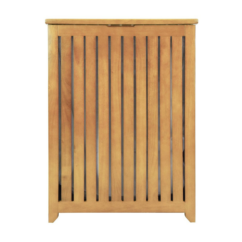 Rectangular Light Wood Bamboo Laundry Hamper with Lid