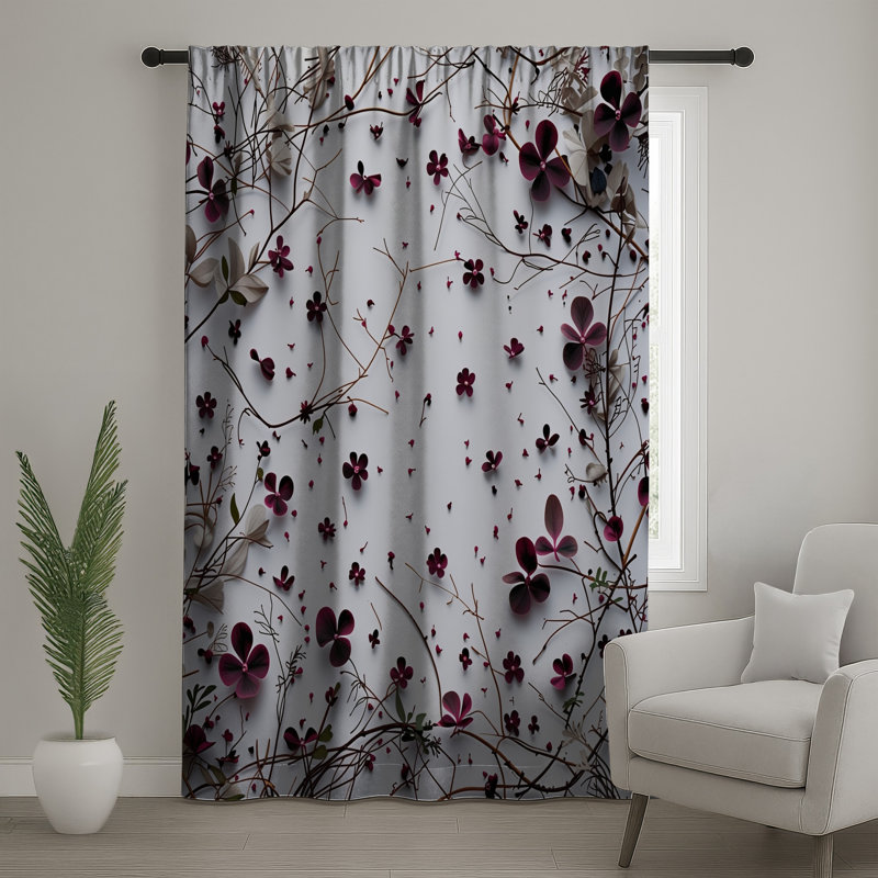 Rideaux floraux, voilages et voilages à motif floral - 1 panneau, 50 po x 92 po - 1 panneau, Transparent