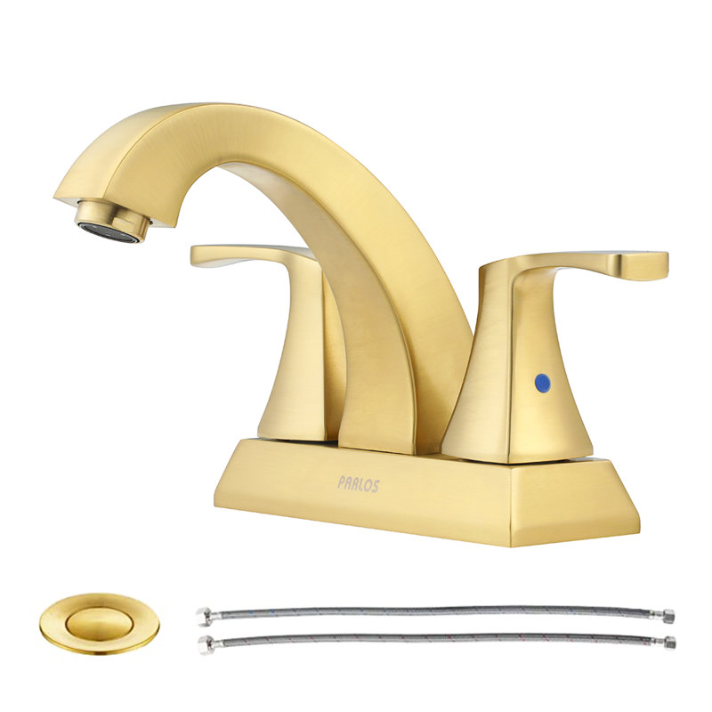 Centerset 2-Handle Bathroom Faucet with Drain Assembly, Brushed Gold
