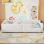 Lit plateforme simple tapissier avec garde-corps et charge - blanc