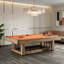 Table de billard 100% noire style industriel 100,39 ", tissu orange, surface en marbre, finition grain de bois, rangement pour queues de billard-127293489