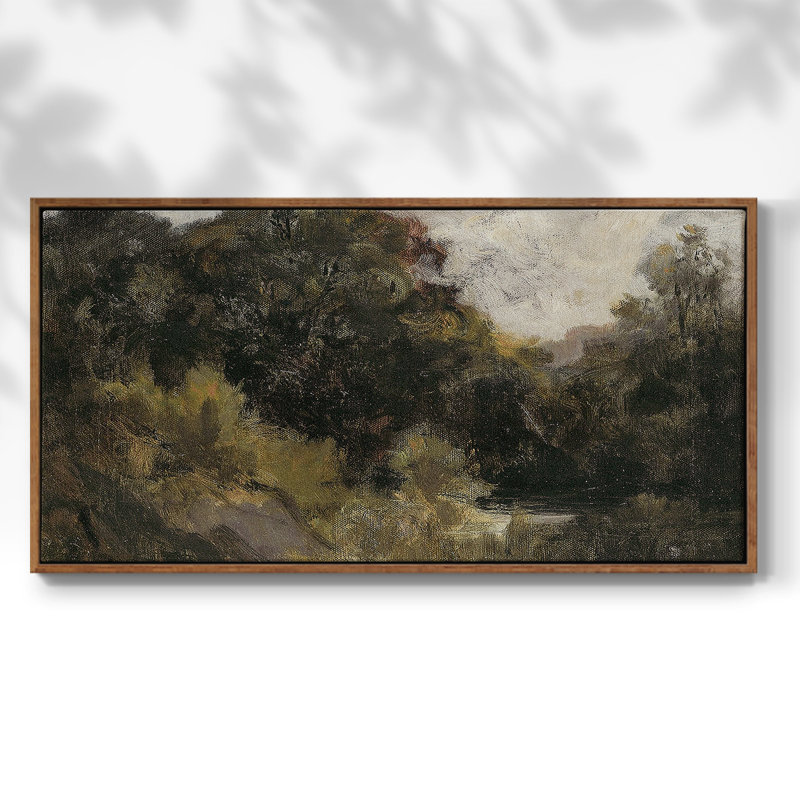 Paysage, série MCCLXXVII, toile tendue avec châssis, prête à être accrochée, Noyer, H 17 po x l 33 po
