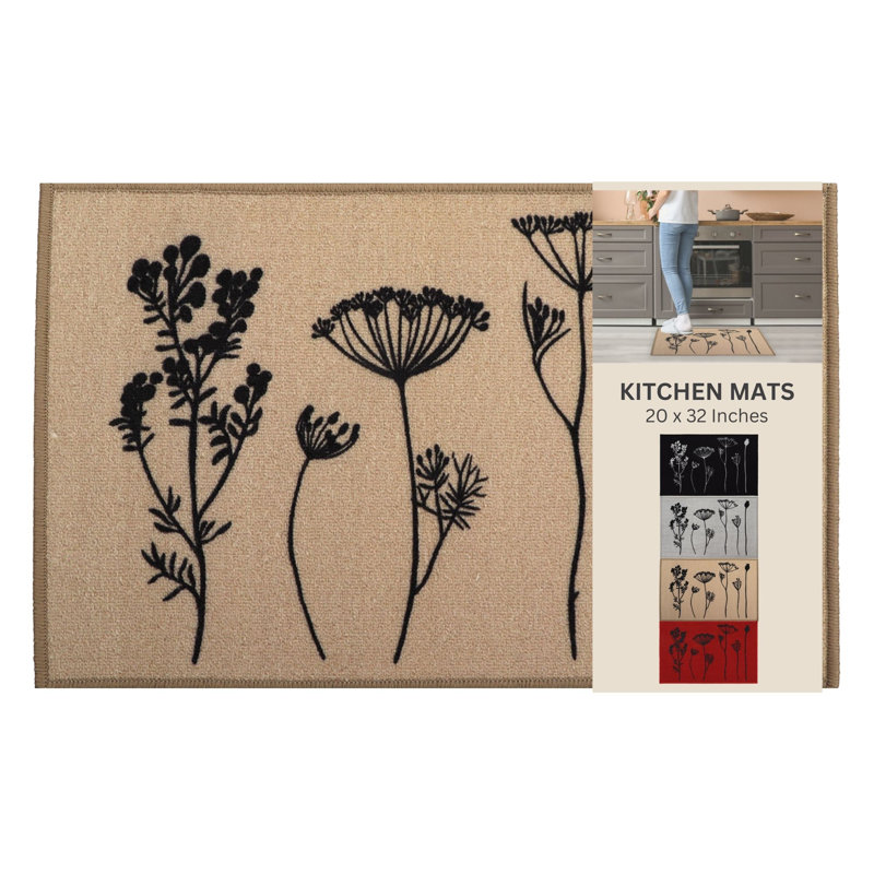 Tapis de cuisine Wildflowers, Brun clair et noir