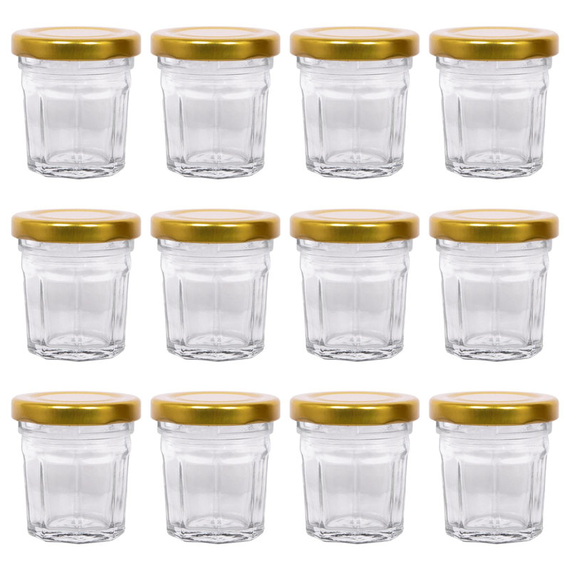 Argon Tableware  Glass Preserving Jars, 30ml, Gold