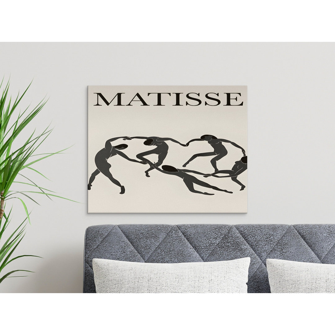 Matisse Dance Modern Art Canvas Print, Abstract Black White Figure Wall Art, Minimalist Decor for Living Room or Bedroom