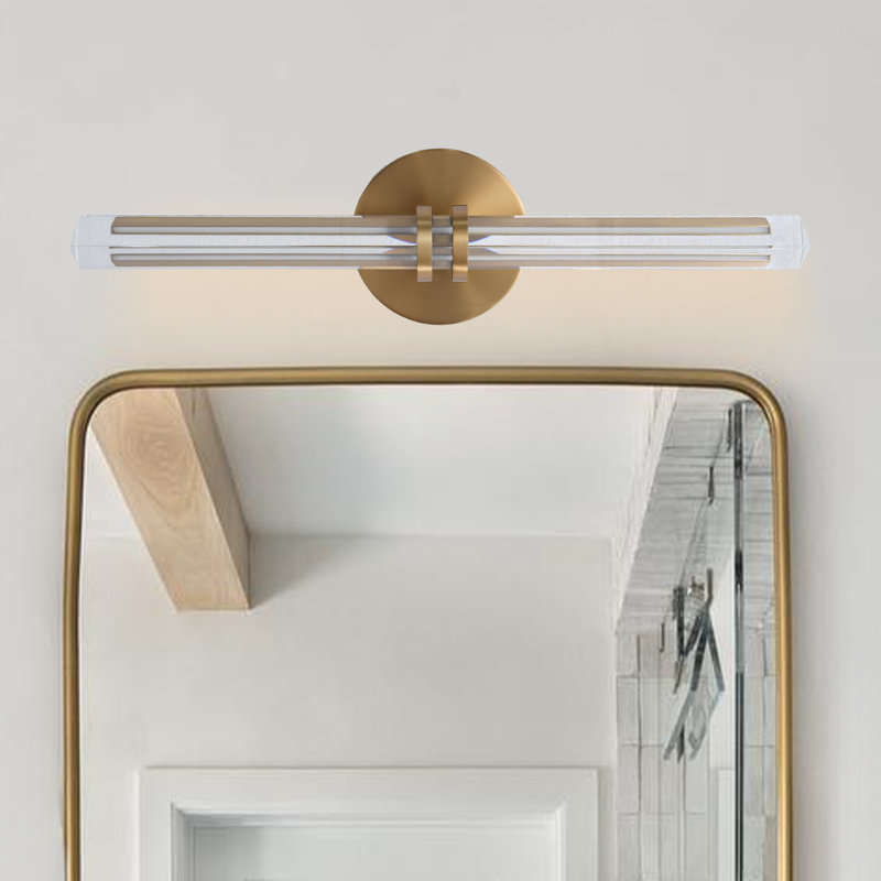 2PCS-Bathroom Vanity Lighting Fixture Strip Wall Light Modern Clear Crystal Wall Sconce Indoor All Copper Decor Wall Lamp for Bathroom Hallway Entryway Balcony
