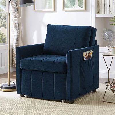 Jad Convertible Chenille Sleeper Sofa with Adjustable Backrest & Storage
