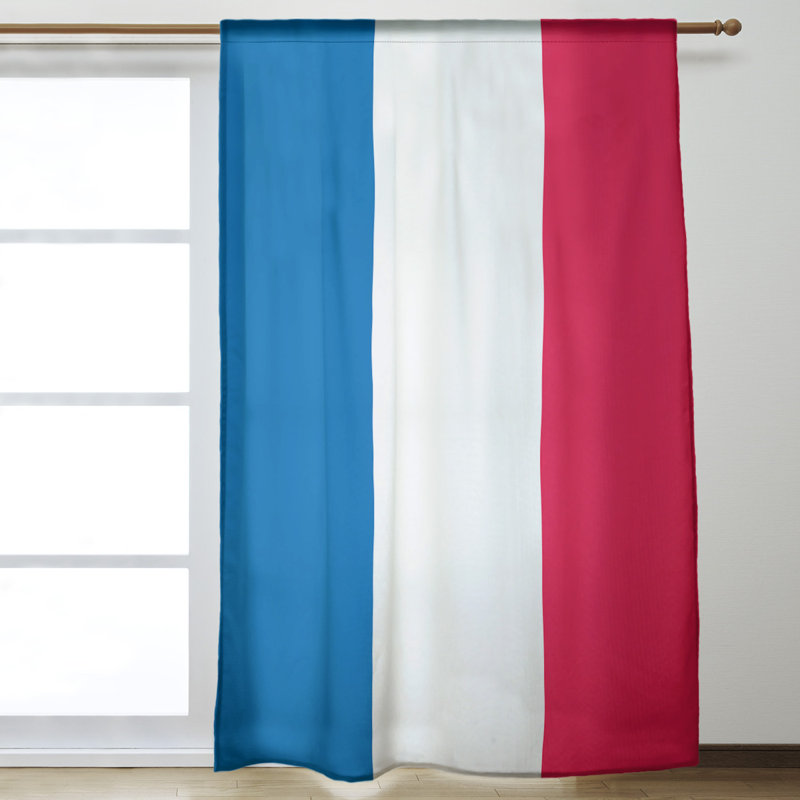 Striped Room Darkening Rod Pocket Single Curtain Panel, Pittsburgh Baseball Blue/White/Red