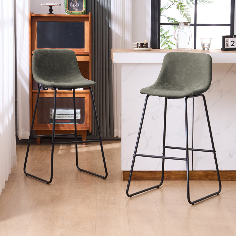 Modern Upholstered Counter Height Bar Stool with Metal Legs – Comfortable Bar & Kitchen Island Seating, 24" Height, Set of 2