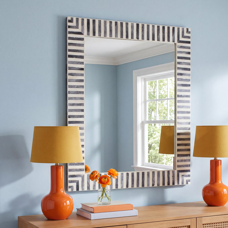 Demson Bone Rectangle Mirror, Gray