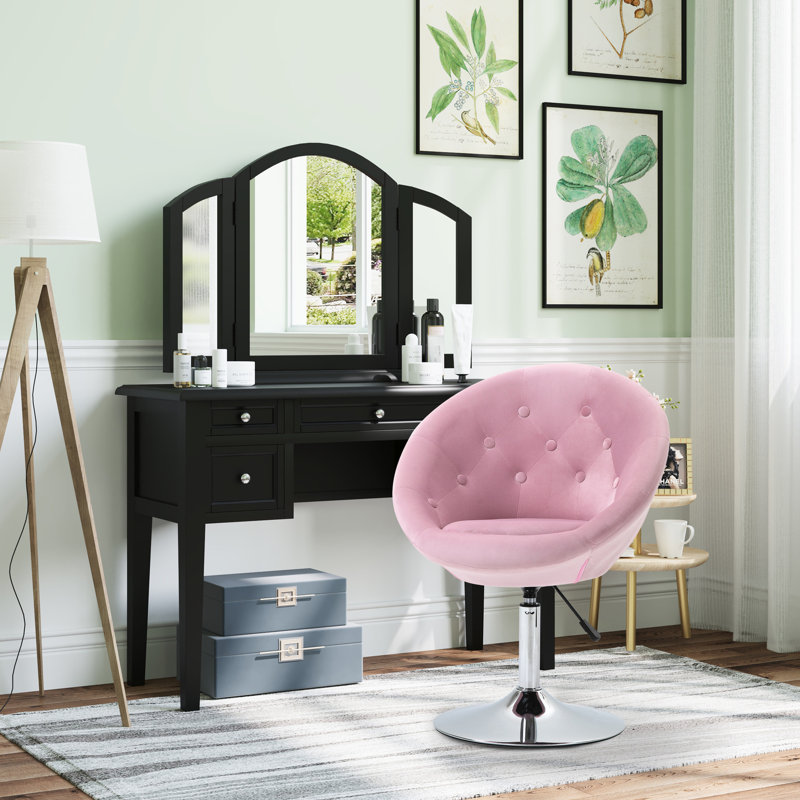 Tabouret Comfy Home - Chaise d'appoint rose pivotante à hauteur réglable