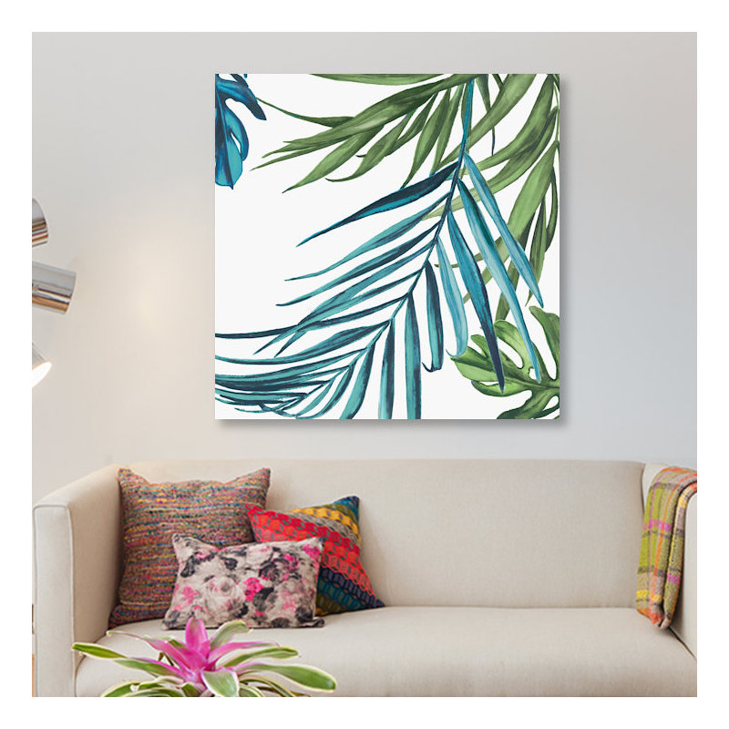 « palm leaves iii », impression sur toile, H 48 po x l 48 po x P 1,5 po, Pas de tapis, Toile tendue