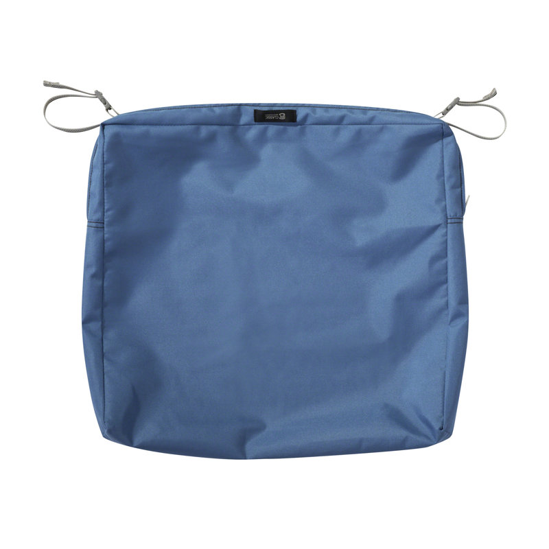 Jaylon Outdoor Dining Chair Cushion Cover, 21" W x 3" H, Empire Blue Velvet