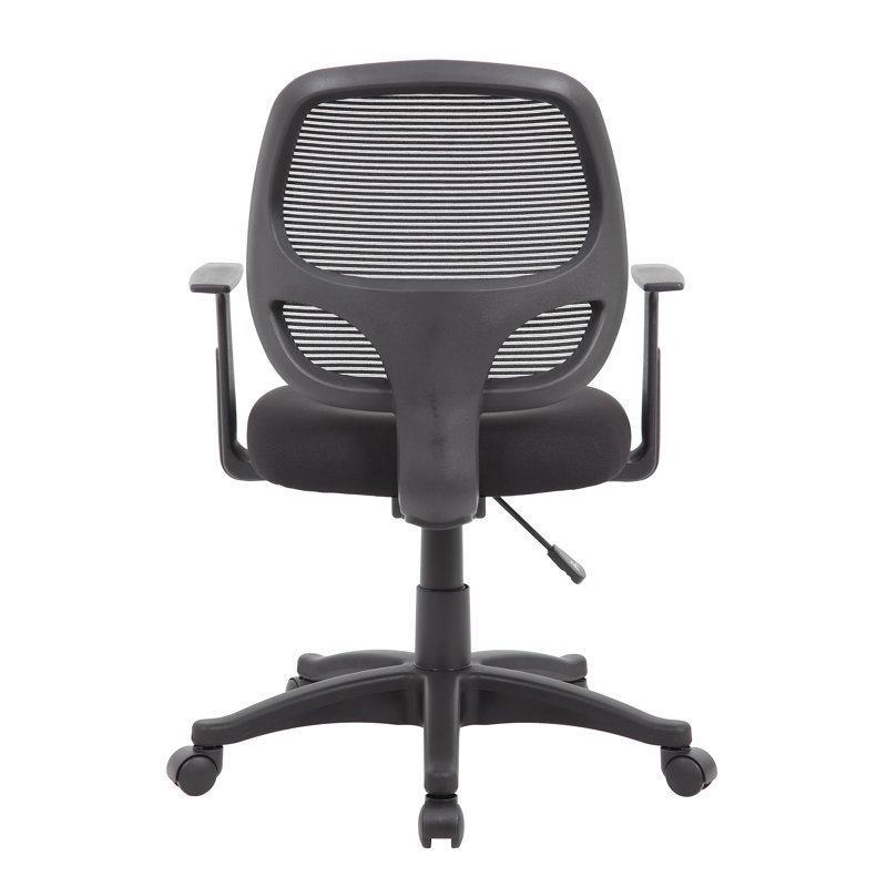 Black Mesh Task Chair with Fixed T-Arms and Lumbar Support