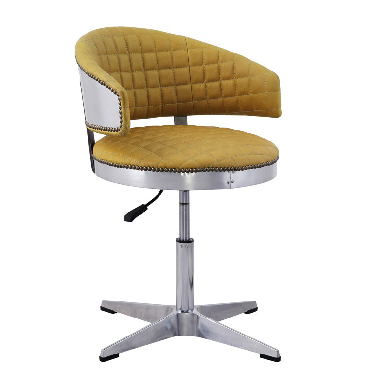 Chrome Adjustable Swivel Stool with Tufted Back