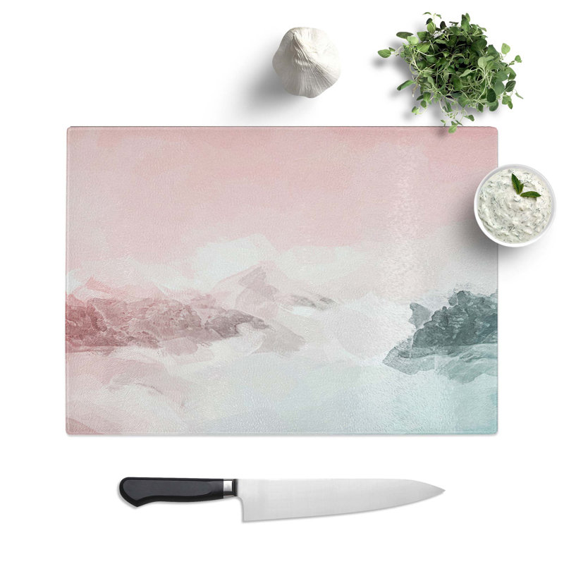 Tempered Glass Cloudy Mountains Chopping Board, 28.5 cm W x 20 cm L