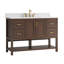 Meuble-lavabo autoportant en noyer de 49 po avec plateau en pierre reconstituée Aastha-1278240031