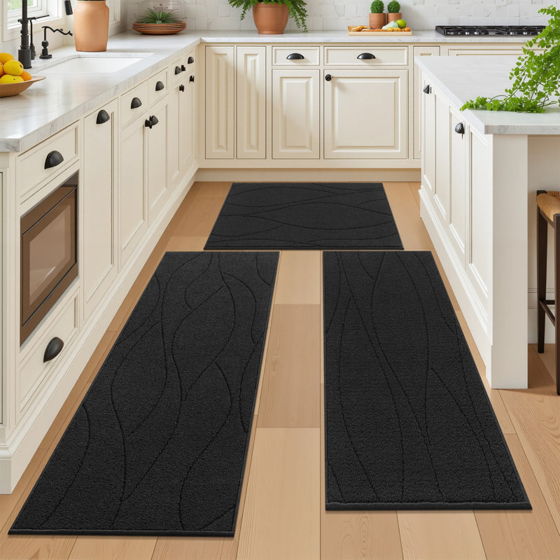 Ensemble de tapis de cuisine, Noir