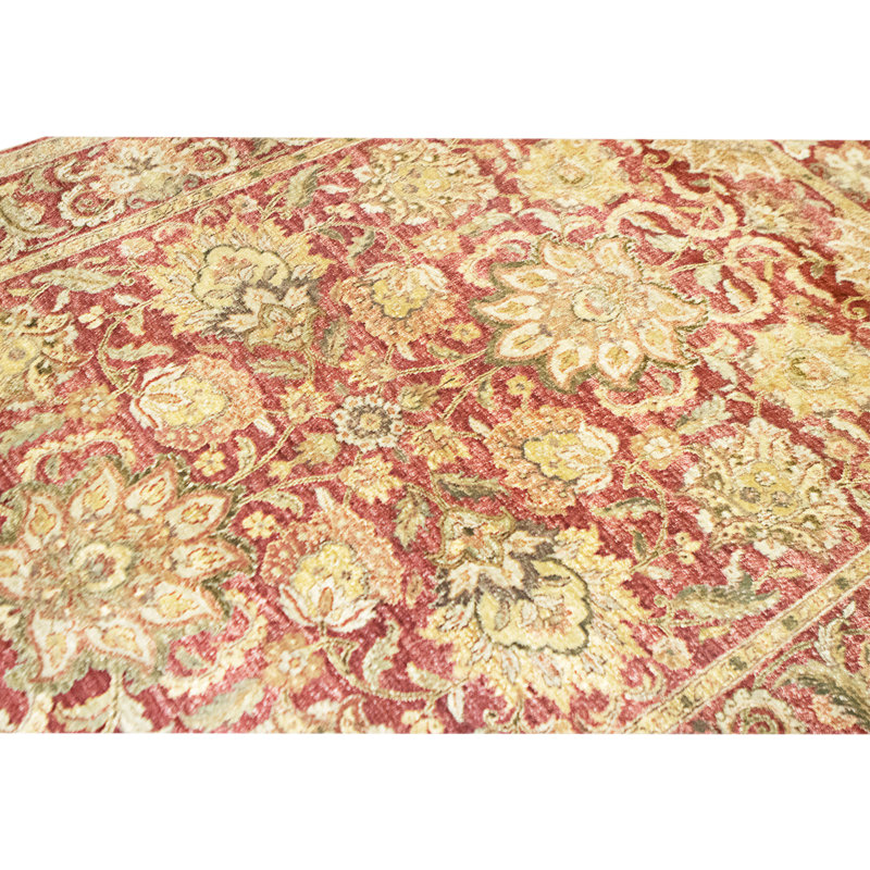 Hand Knotted Wool Area Rug in Red