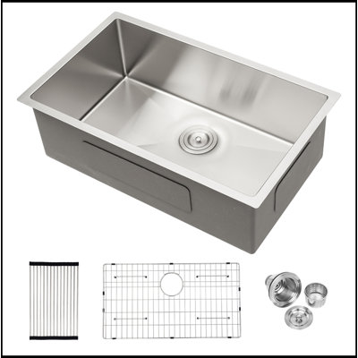 Undermount Sink - 33"X19"X10" Undermount Stainless Steel Kitchen Sink 16 Gauge 10 Inch Deep Single Bowl Kitchen Sink Basin