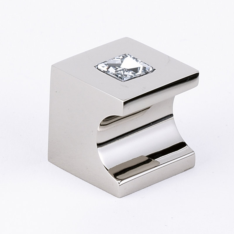Bouton carré en cristal Swarovski, Nickel poli, H 1 po x l 1 po x P 1 po