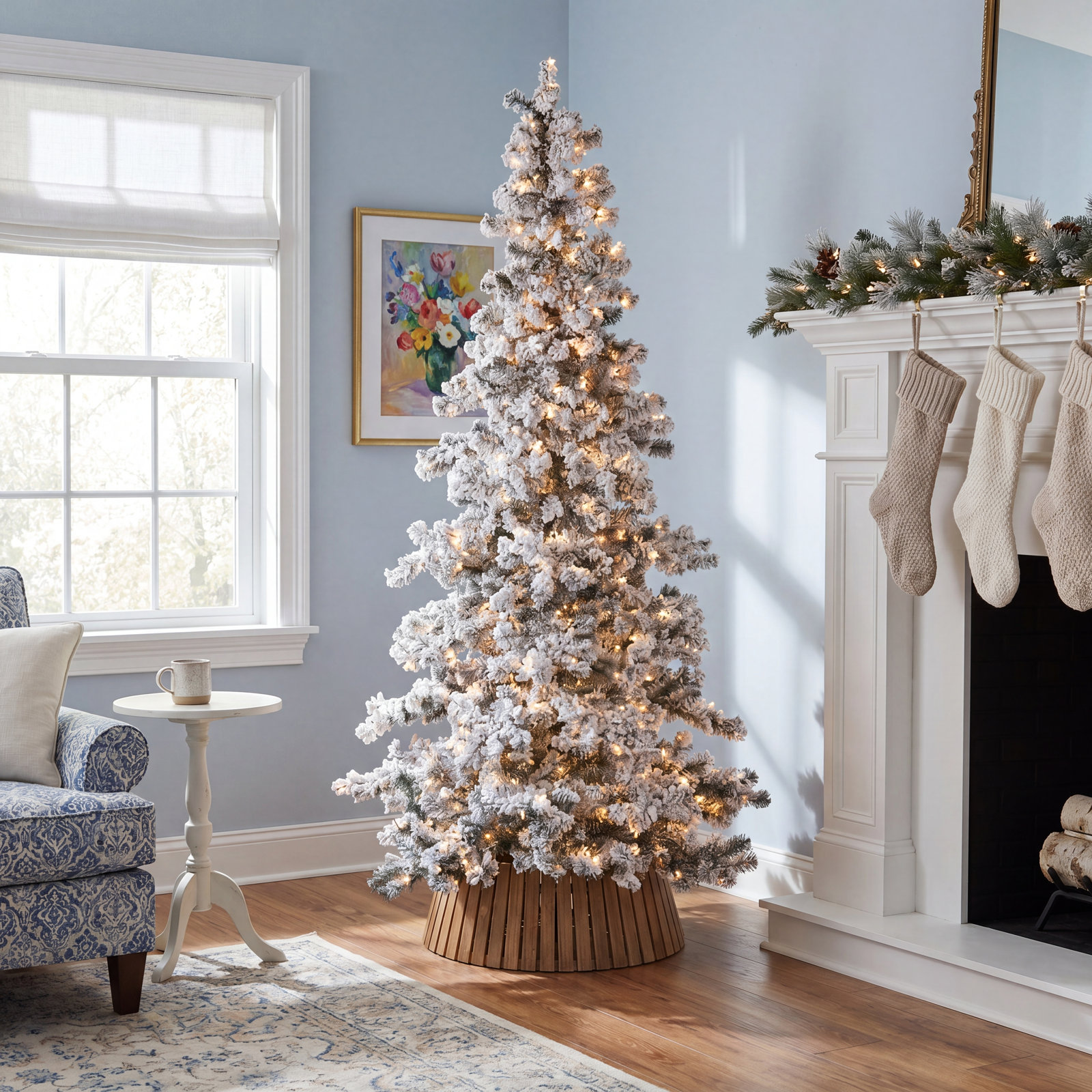 Frosted 7.5' Pre-Lit Spruce Christmas Tree
