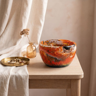 Marbled Resin Bowl in Sunset Palette