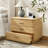 Waynesville Modern 30"W 3-Drawer Oak Wood Fully Assembled Nightstand with Built-In Powerstation and USB-1035636890