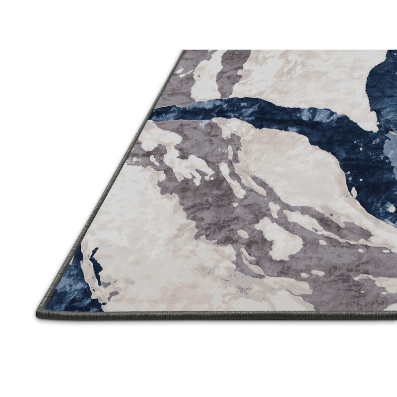 Tapis gris soyeux et moelleux, Rond 4 pi