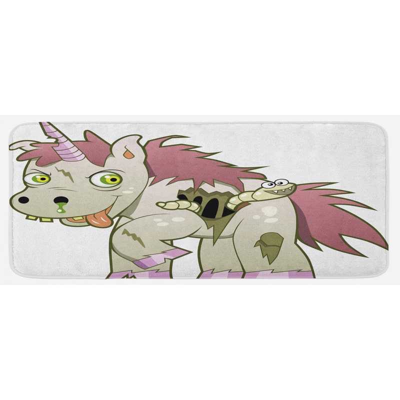 Tapis de cuisine vert en rose séché devil de couleur licorne avec chenille de style