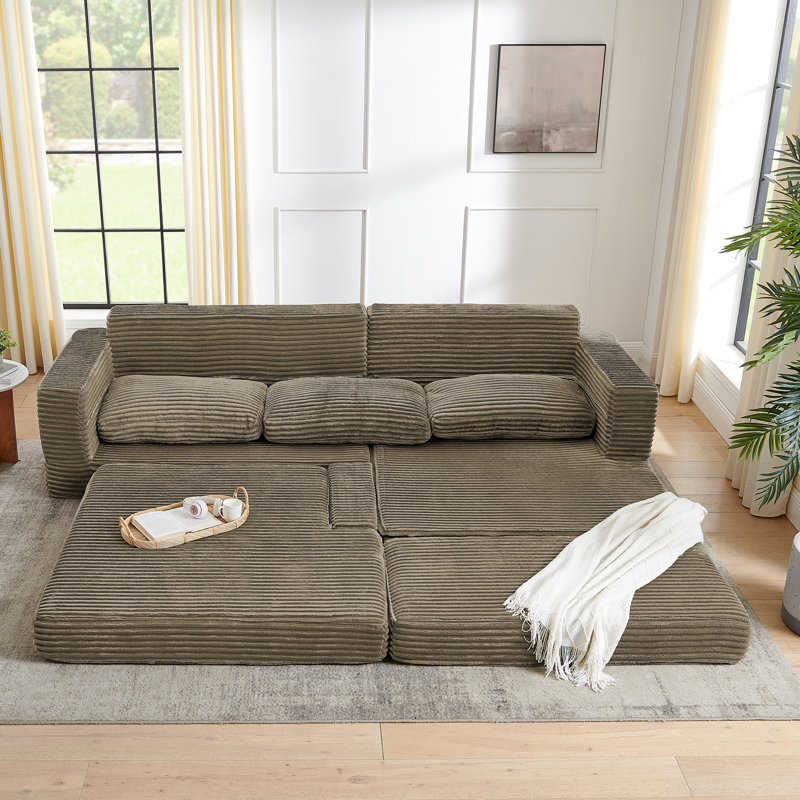 Siège du canapé droit, canapé modulaire en forme de L, canapé compressé qui se déplie dans le lit, idéal pour la chambre à coucher avec espace - Conception efficace