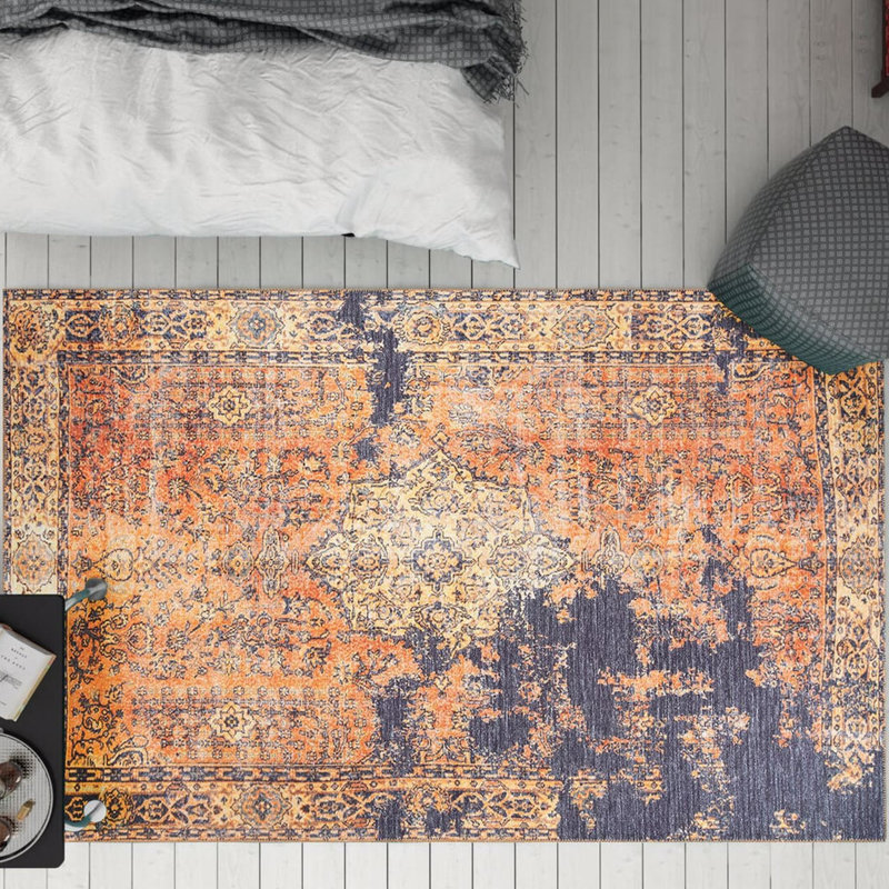 Luxueux tapis lavable à la machine, 100% polyester, 7,5 x 10,8 pieds | Hauteur des poils: 0,2 po, 1850 g / m² | Dessus en polyester recyclé, facile d'entretien, parfait pour le salon et la chambre à coucher, conception douce et durable